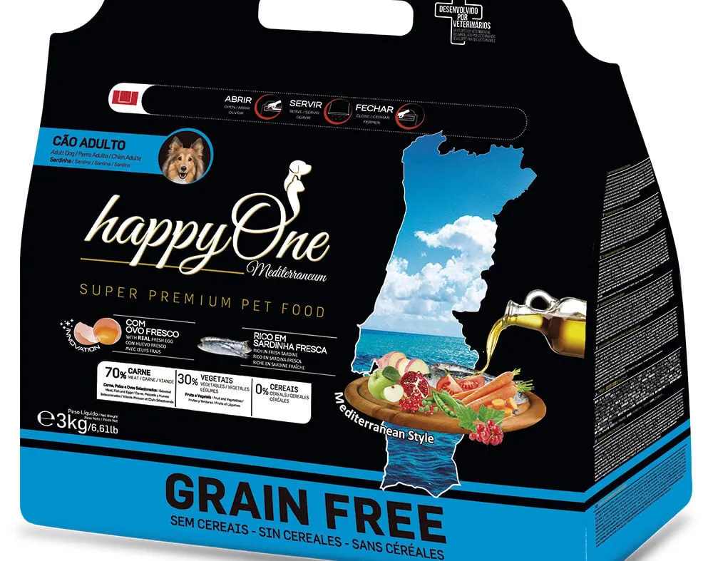 Ração Happyone Mediterraneum cão sardinha 3 kg*