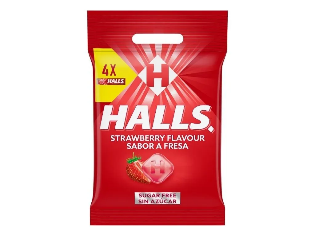 Drops Halls morango 128 g 4un