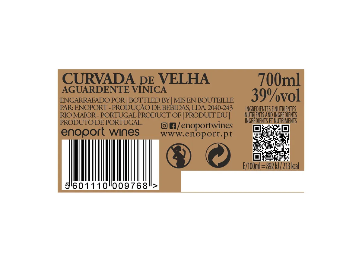 Aguardente vinica Curvada DE Velha 0,70 L