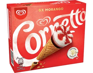 Gelado Cornetto multipack morango 6 x 90 ml