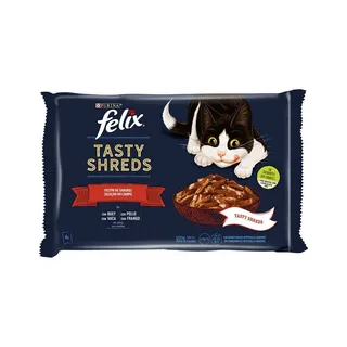 Comida Húmida para Gato Tasty Shreds Vaca e Frango Purina Felix