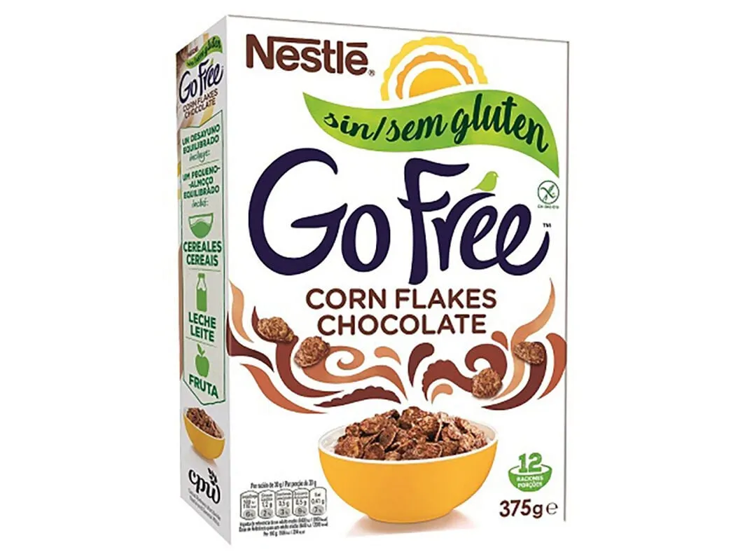 Cereais Nestlé corn flakes go free com chocolate sem glúten 375 g
