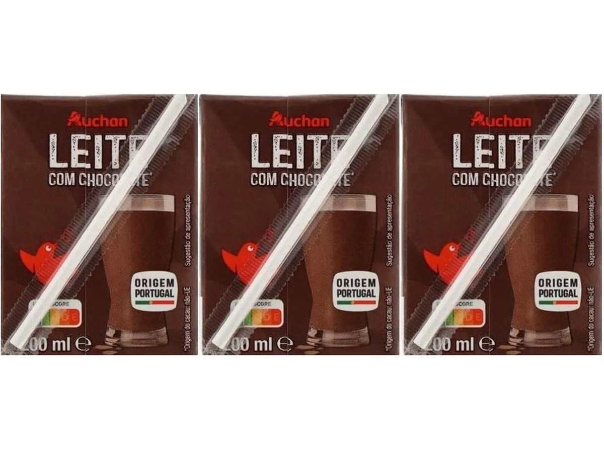 Leite com chocolate Auchan 3 x 200 ml