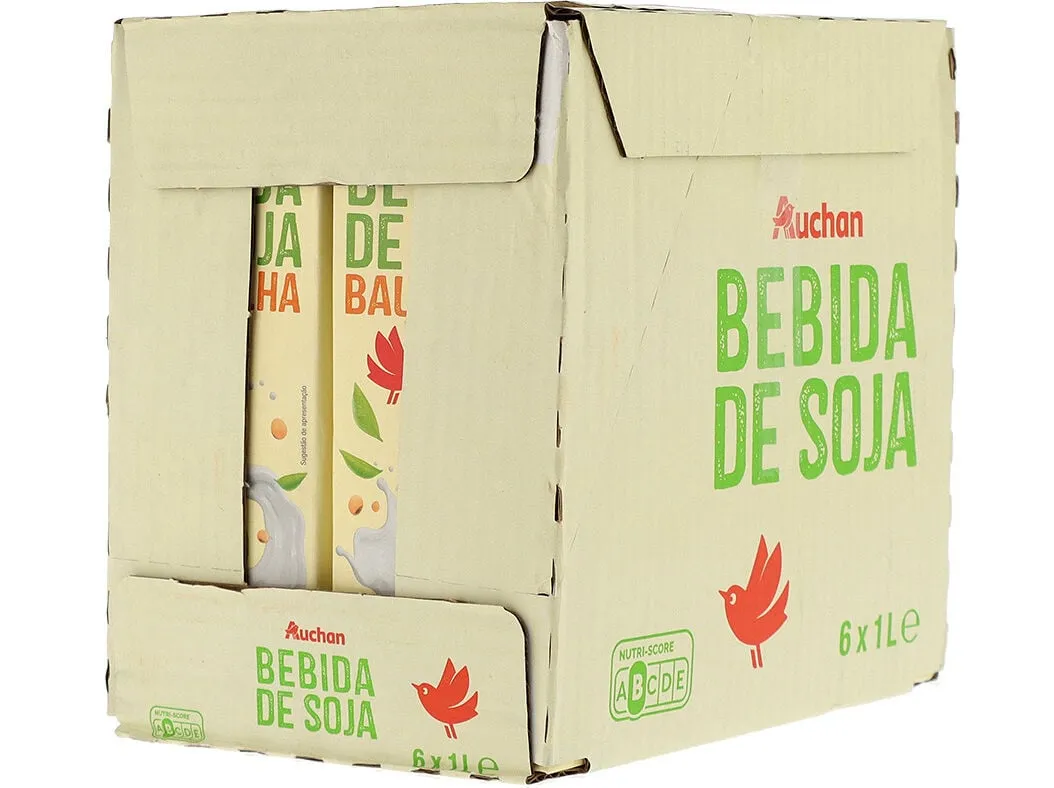 Bebida soja Auchan baunilha 6 x 1 L