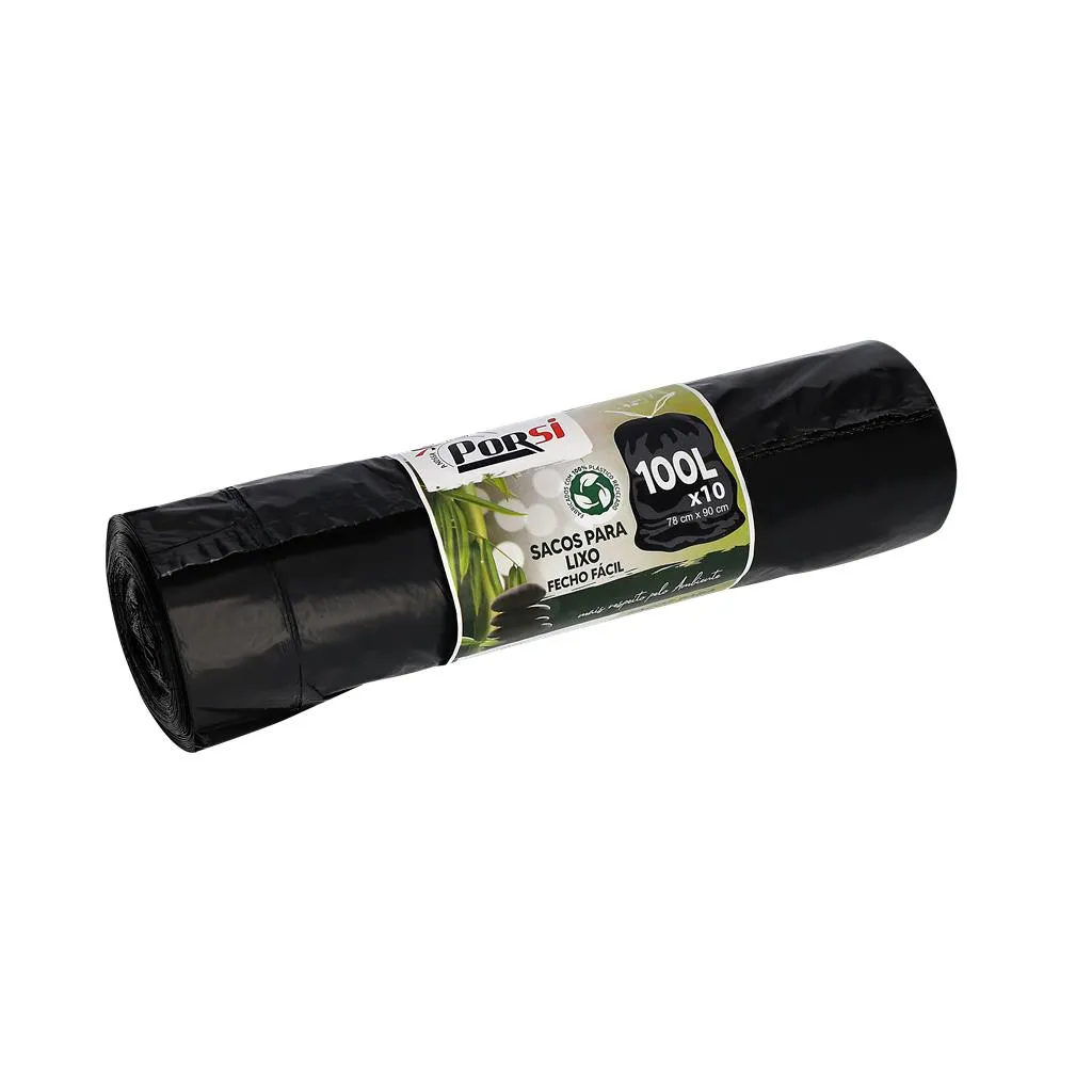 10 Sacos Lixo Fecho Fácil Eco 100l