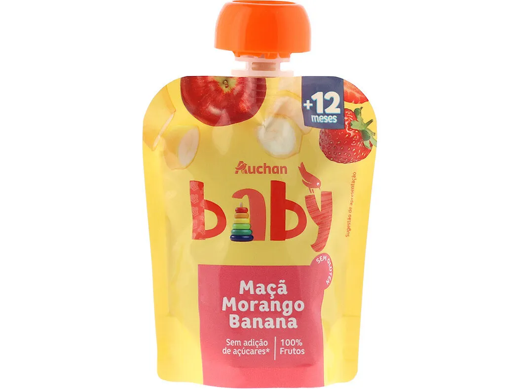Saqueta de fruta Auchan BABY morango banana 90 g