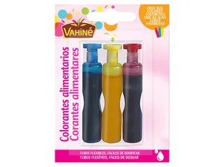 Corantes Vahiné azul amarelo e vermelho 3 x 6 ml