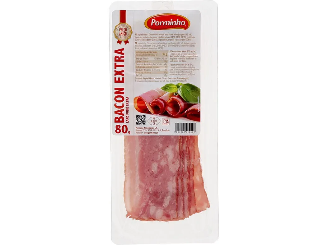 Bacon Porminho extra fatiado preço amigo 80 g