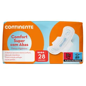 Pensos Higiénicos Comfort Super com Abas Continente