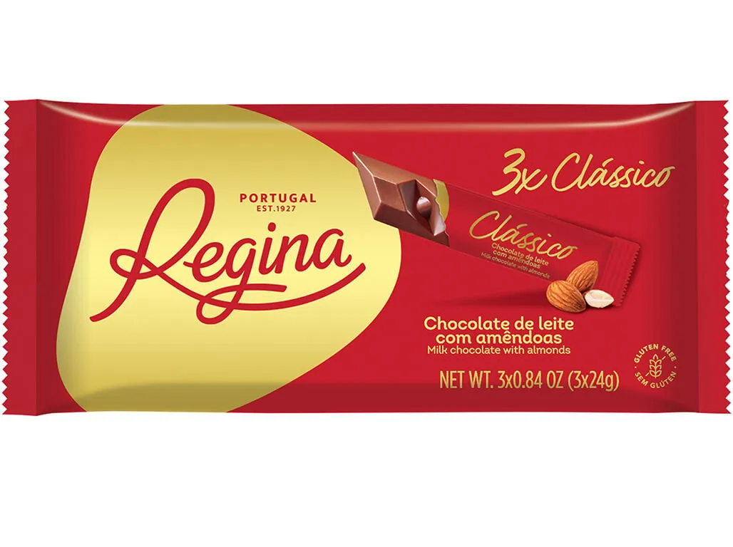 Chocolate Regina leite com amêndoas 3 x 24 g