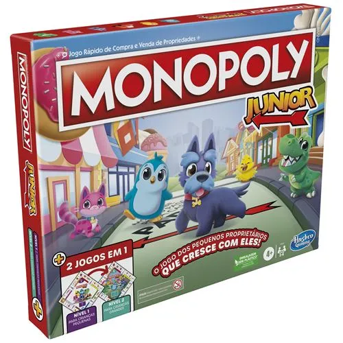Jogo de Tabuleiro Monopólio Júnior 2 Jogos em 1 - Hasbro Gaming