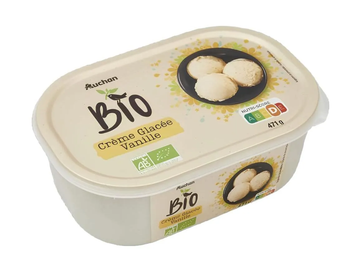 Gelado Auchan BIO baunilha 900 ml