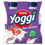 Iogurte líquido yoggi, sem lactose, morango, embalagem de 4 x 160g