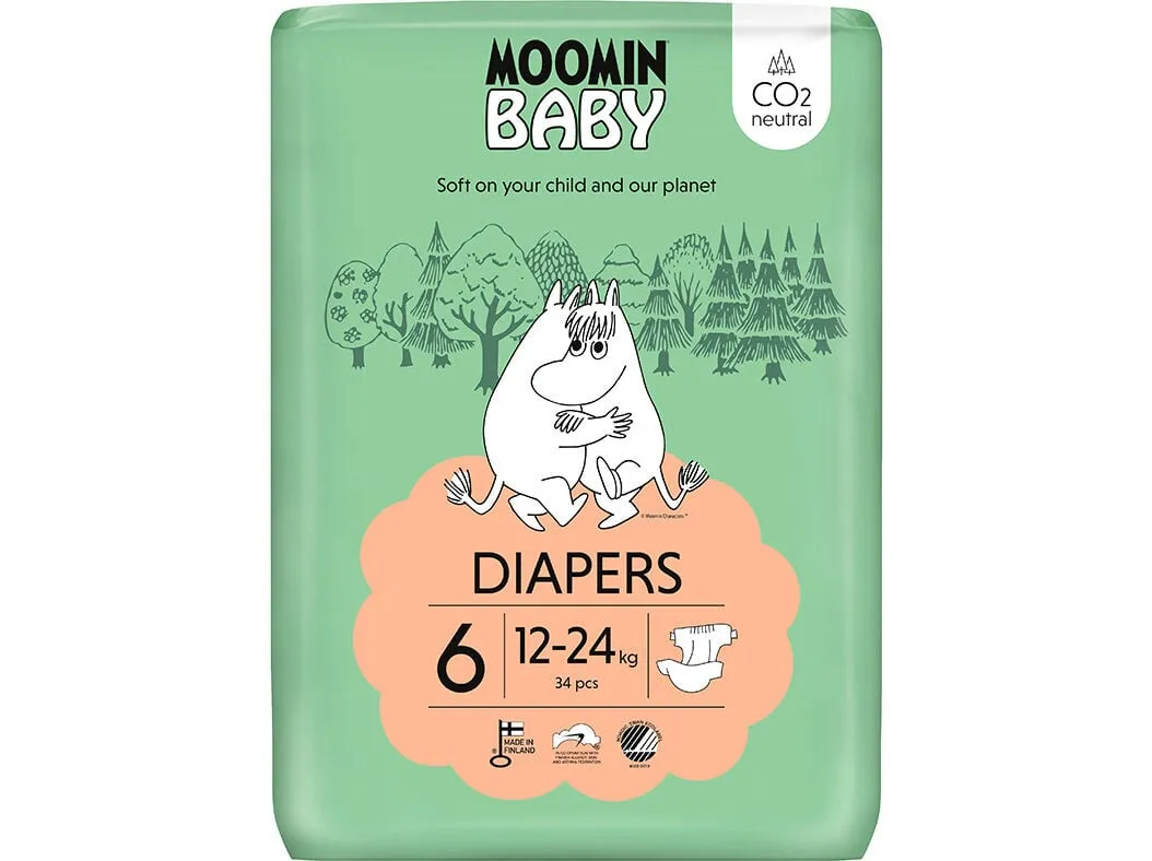 Fraldas Moomin BABY t6 12-24 kg 34un