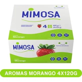 Iogurte Aroma Morango Pack 4 embalagem 120 g - Mimosa