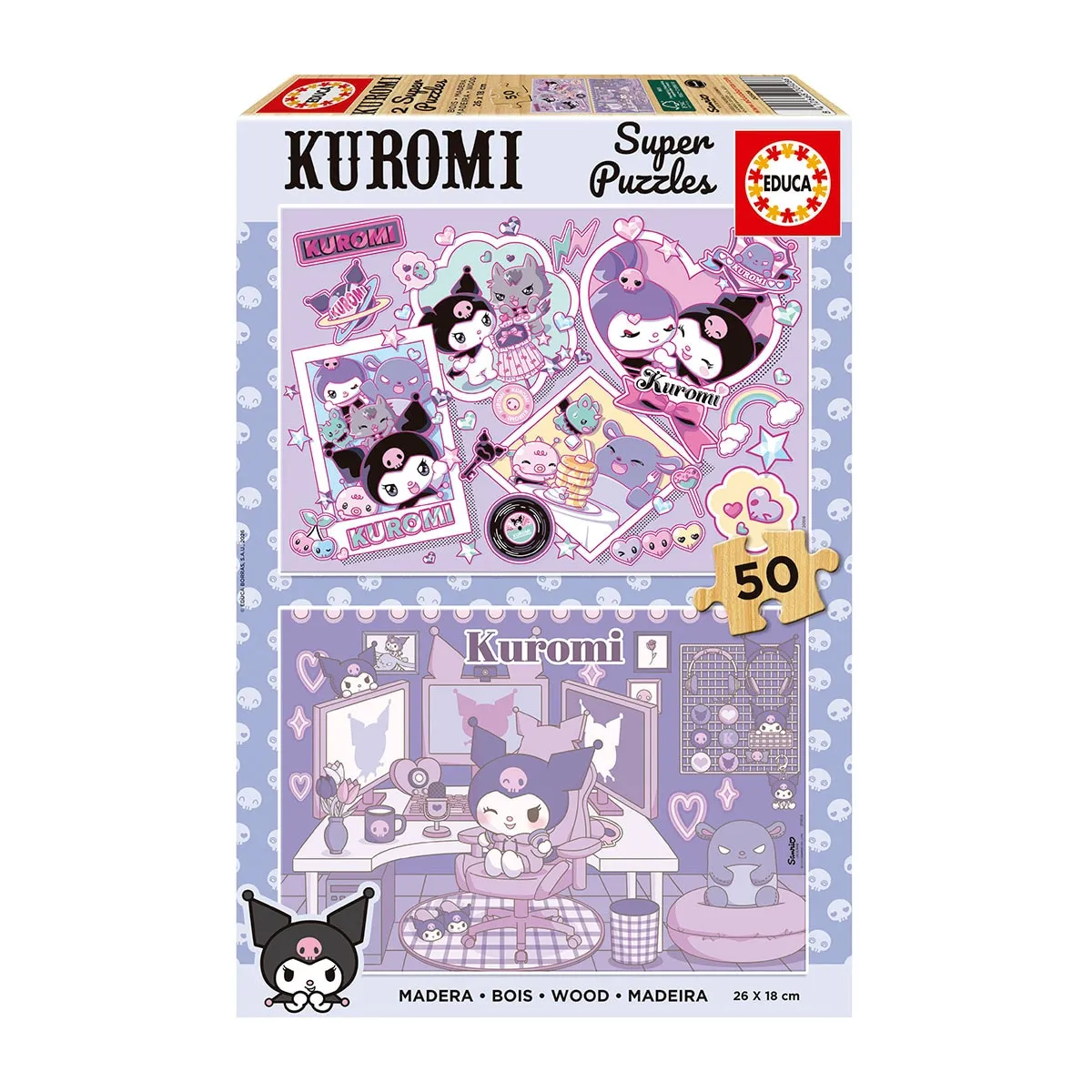 Puzzle de Madeira 2x50 Kuromi