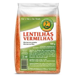 Lentilhas vermelhas, embalagem de 500g Cemporcento