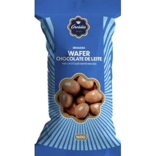 Bolachas Wafer de Chocolate de Leite embalagem 160 g - Arcádia