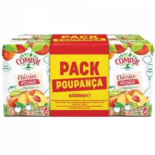 Néctar de Pêssego Pack 6 Compal Clássico