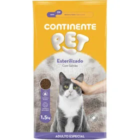 Ração para Gato Adulto Esterilizado Salmão Continente Pet