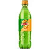 Refrigerante com gás laranja, garrafa de 500 ml