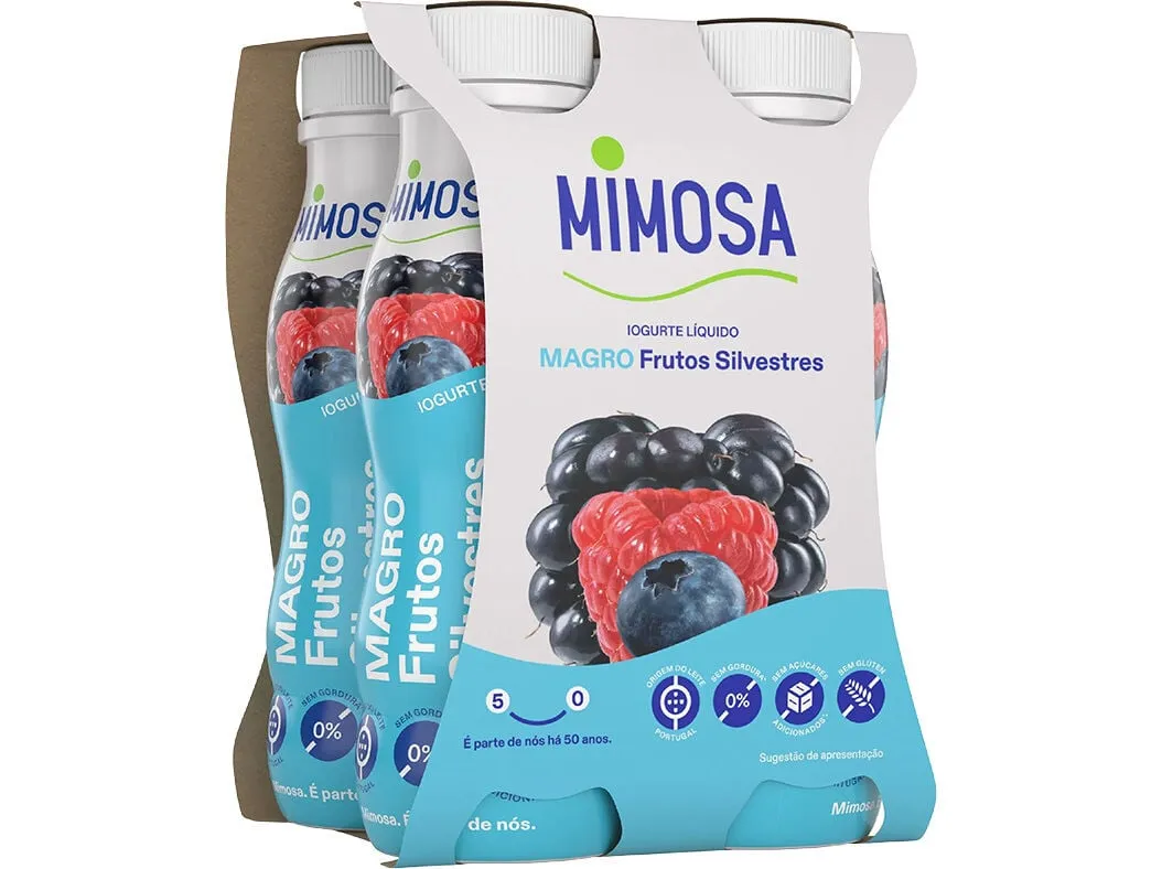 Iogurte magro liquido Mimosa frutos silvestres 4 x 151 ml