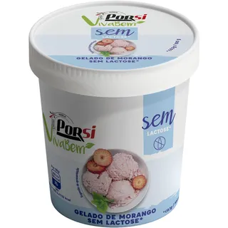 Gelado Morango sem Lactose 500ml Porsi Viva Bem