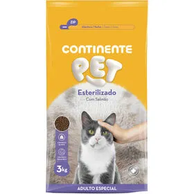 Ração para Gato Adulto Esterilizado Salmão Continente Pet
