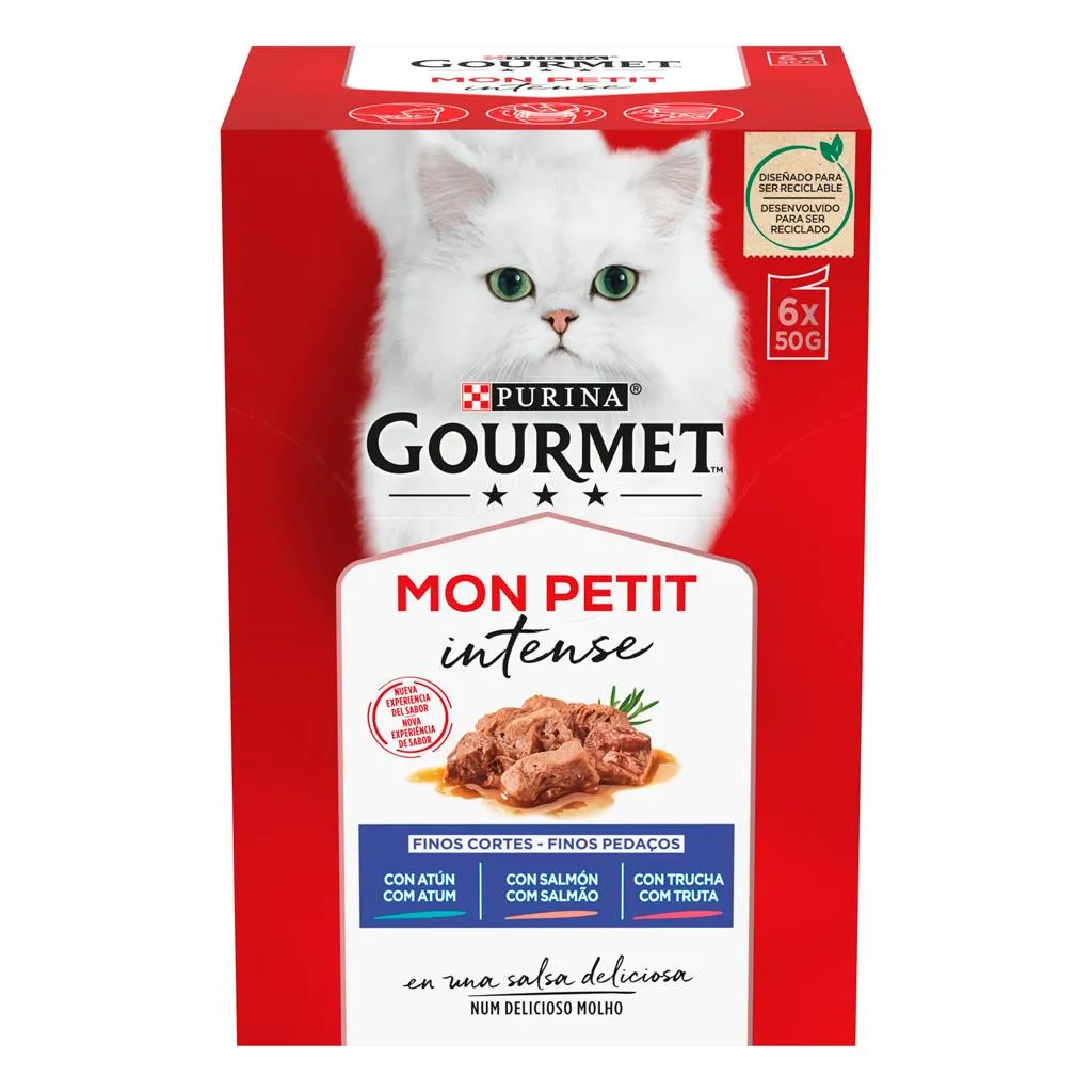Comida húmida para gato seleção de peixes, embalagem de 300g