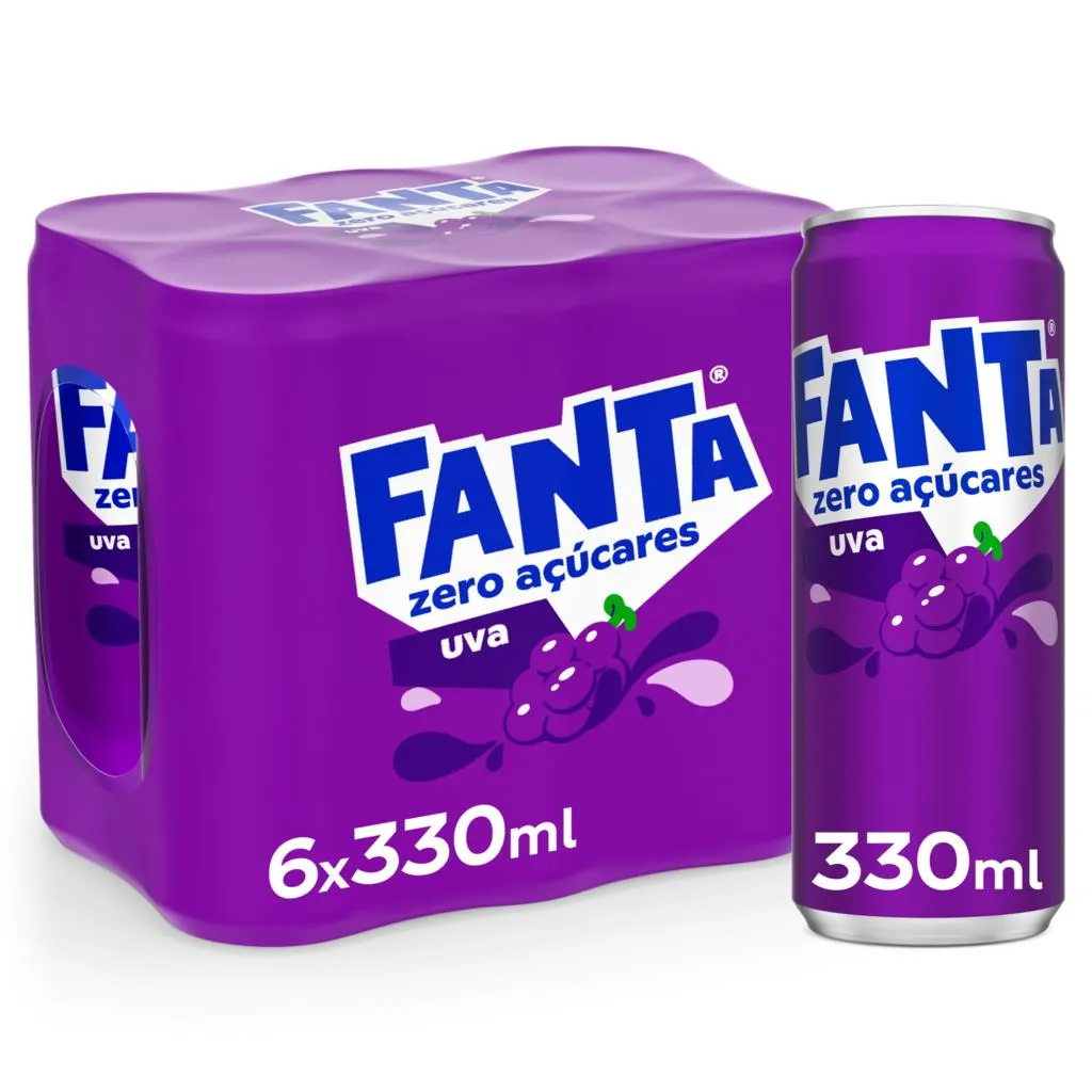 Refrigerante com gás uva, 6 x 33 cl