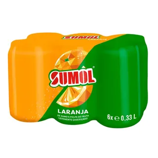 Refrigerante com gás de laranja, em lata, pack 6 x 0.33 l Sumol