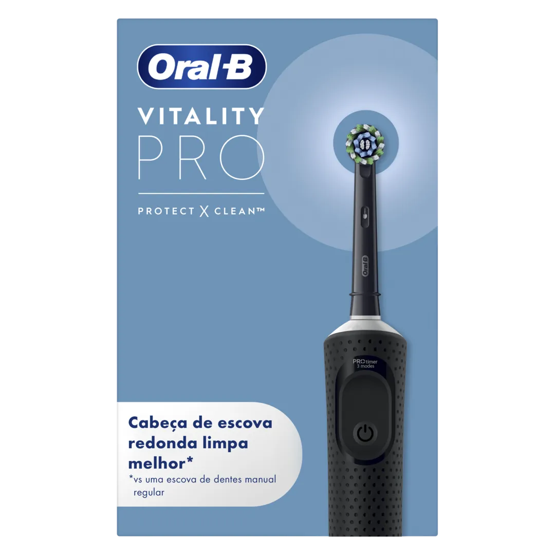 Escova de Dentes Elétrica Vitality Pro Preta