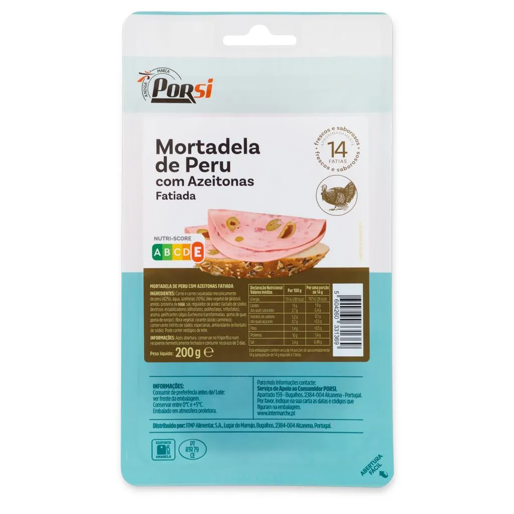 Mortadela de Peru e Azeitonas Fatiada 200g