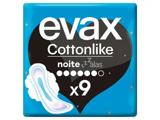 Pensos higiénicos cottonlike noite com abas EVAX 9 un