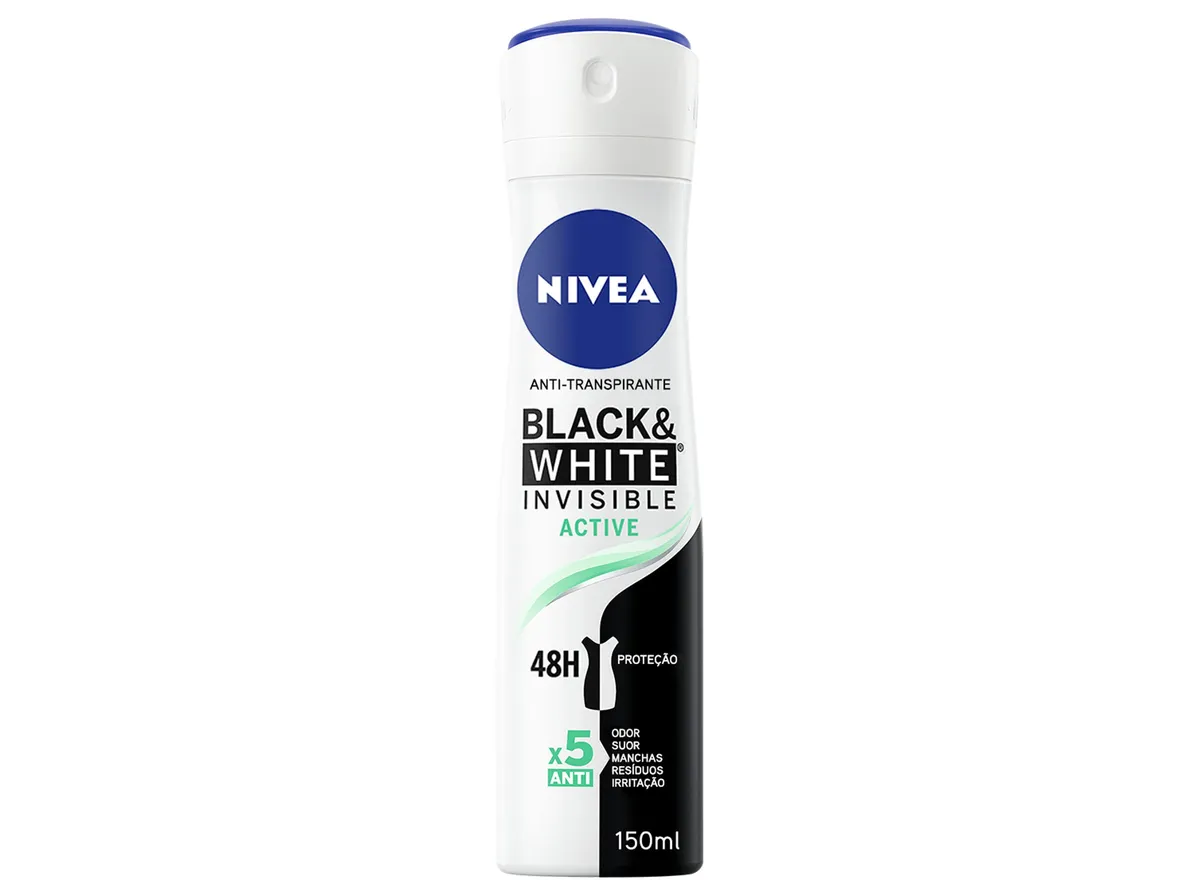 Desodorizante spray active invisible for black & white Nivea 150 ml