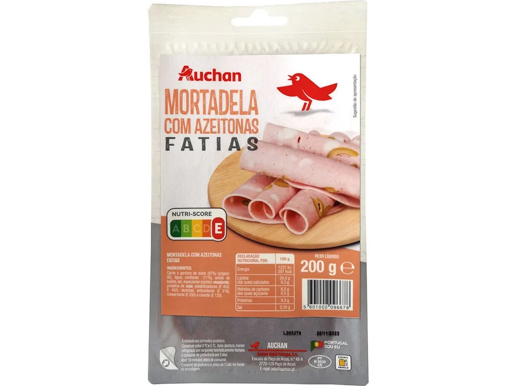 Mortadela com azeitonas Auchan fatias 200 g