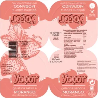 Gelatina de Morango Pack 4 embalagem 100 g - Yoçor