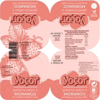 Gelatina de Morango Pack 4 embalagem 100 g - Yoçor