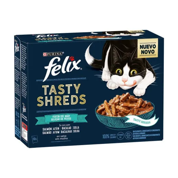 Comida Húmida para Gato Tasty Shreds Seleção Peixes