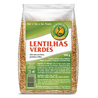 Lentilhas verdes, embalagem de 500g Cemporcento
