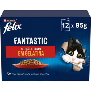 Comida Húmida para Gato Fantastic Seleção do Campo em Gelatina Purina Felix