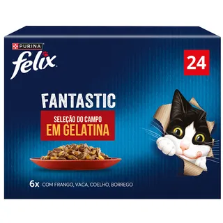 Comida Húmida para Gato Fantastic Seleção do Campo em Gelatina Purina Felix