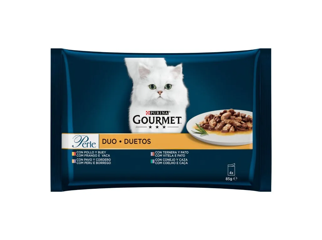Comida húmida para gato Gourmet perle duet com carne 4 x 85 g