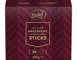 açúcar sidul mascavado sticks 50un