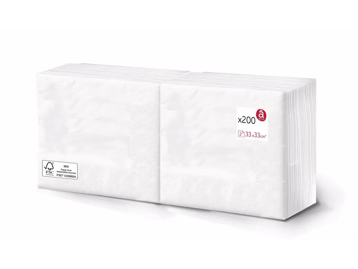 Guardanapos Actuel folha dupla 33 x 33cm pack 200 unidades