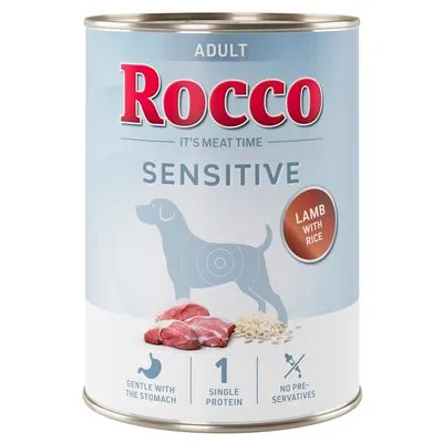 Rocco Sensitive 24 x 400 g - Pack económico Nova receita: Cordeiro e arroz - 24 x 400 g