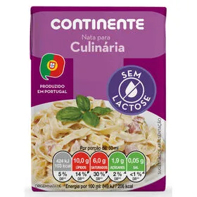 Natas para Culinária sem Lactose Continente