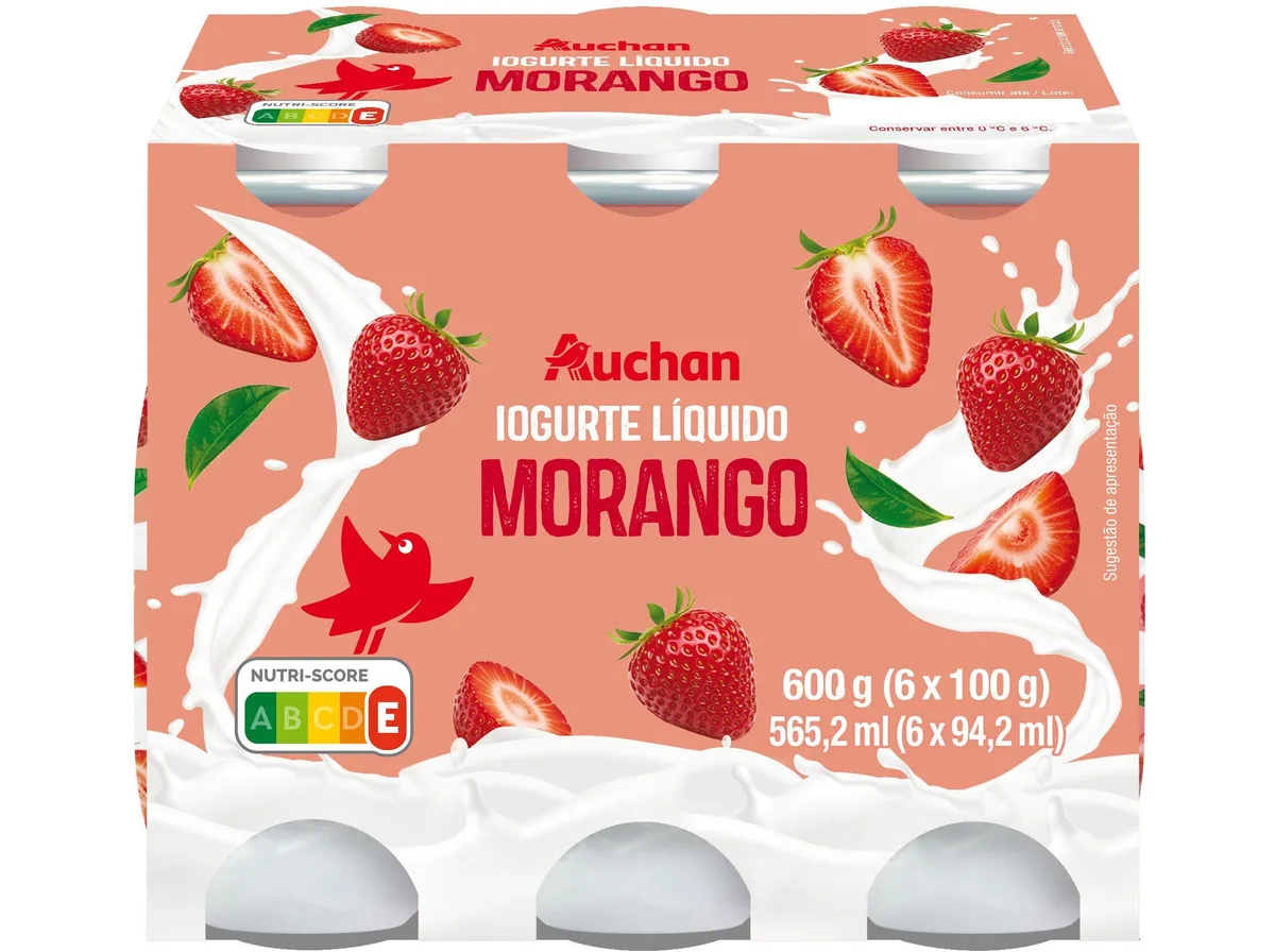 Iogurte líquido Auchan morango 6 x 100 g