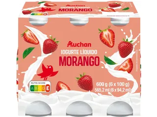 Iogurte líquido Auchan morango 6 x 100 g
