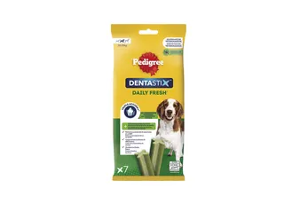 Snacks para cão dentastix Pedigree fresh raça média 180 g 7 unidades